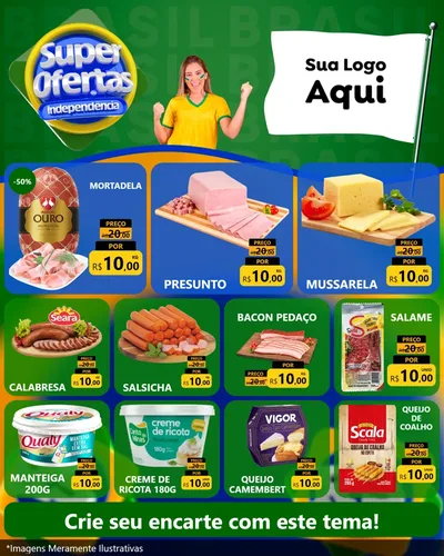 Modelo de Rede Social para Feed Instagram com o tema Super Ofertas de Independência para Frios e Laticínios