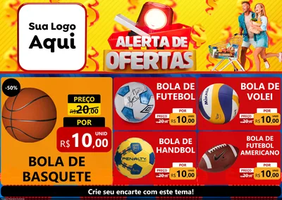 Modelo de Encarte para Encarte A4 Horizontal com o tema Alerta de Ofertas para Artigos Esportivos