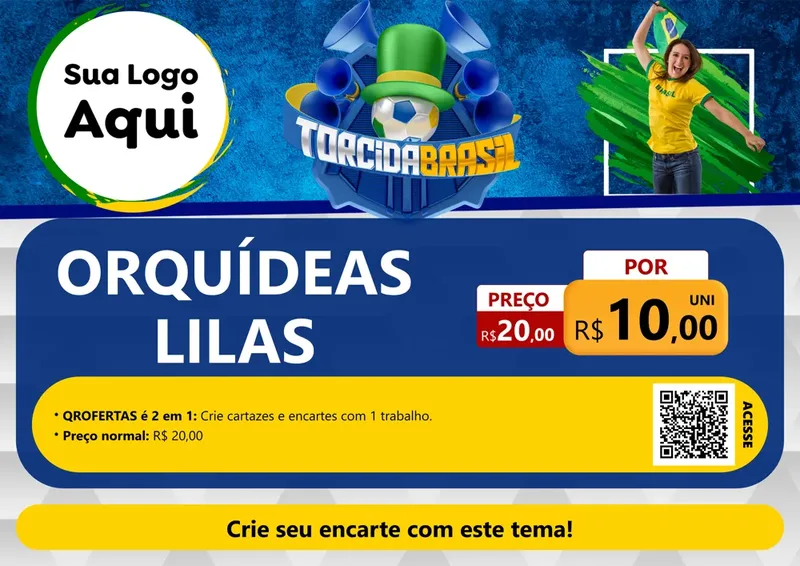 Modelo de Cartaz para Cartaz A4 Horizontal com o tema Torcida Brasil - Copa para Floricultura e jardim