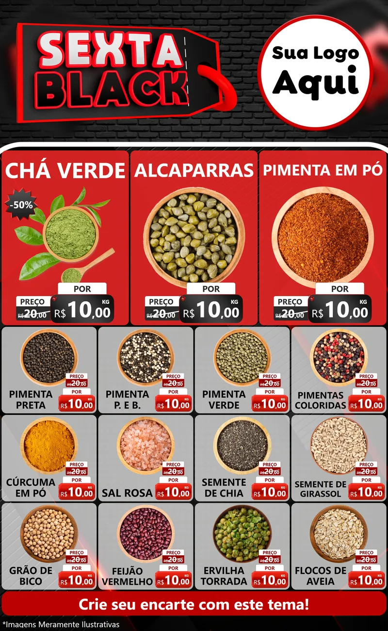 Modelo de Encarte para Encarte Grande com o tema Sexta Black para Produtos Naturais