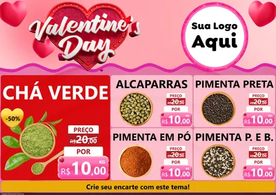 Modelo de Encarte para Encarte A4 Horizontal com o tema Valentine's Day para Produtos Naturais