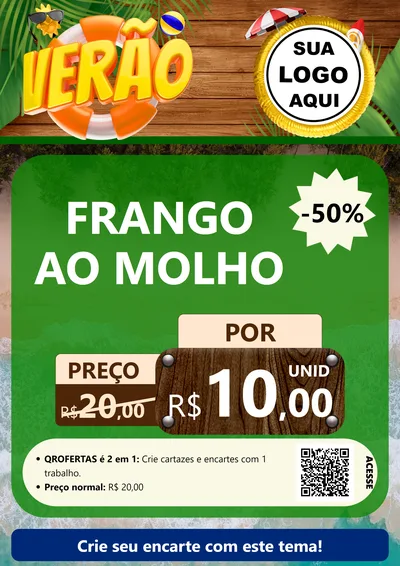 Modelo de Cartaz para Cartaz A4 Vertical com o tema Verão para Restaurante
