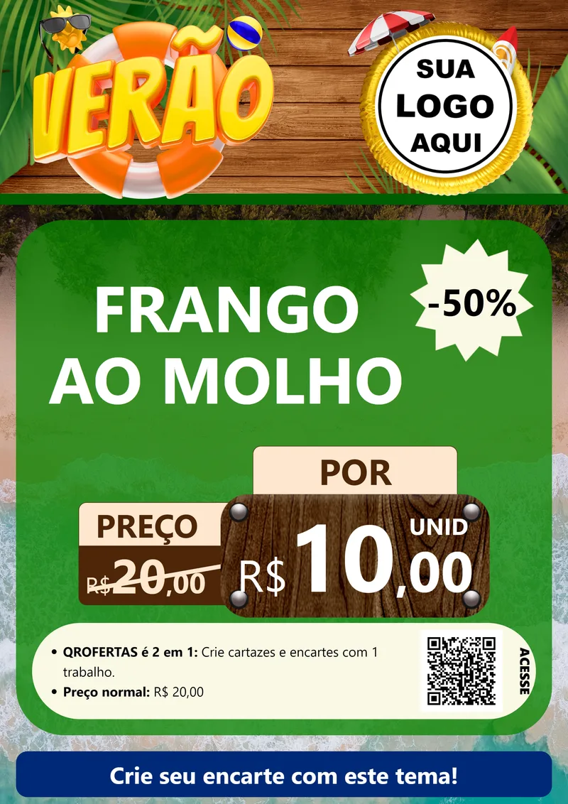 Modelo de Cartaz para Cartaz A4 Vertical com o tema Verão para Restaurante