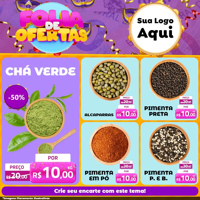 Modelo de Rede Social para Feed Facebook com o tema Folia de Ofertas para Produtos Naturais