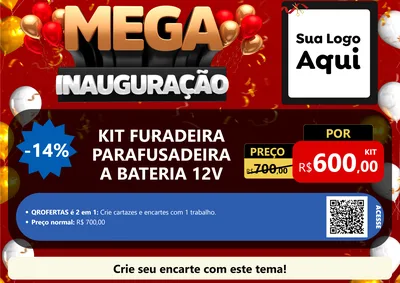 Modelo de Cartaz para Cartaz A4 Horizontal com o tema Mega Inauguração para Maquinas e Ferramentas