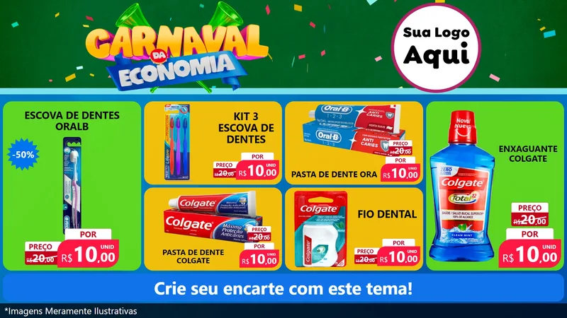 Modelo de TV para TV Horizontal com o tema Carnaval da Economia para Higiene Pessoal