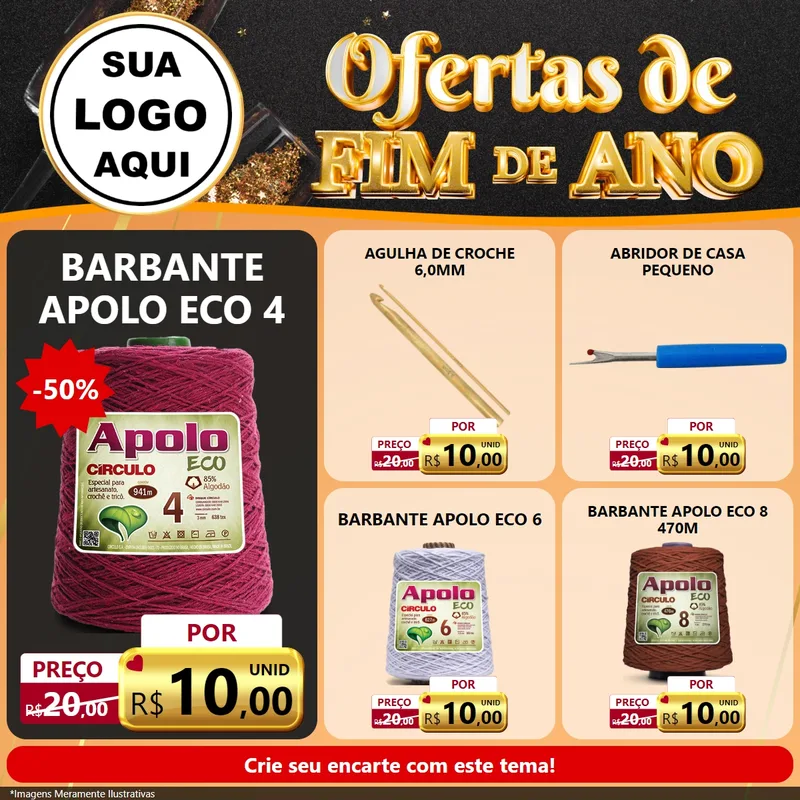 Modelo de Rede Social para Feed Facebook com o tema Ofertas de Fim de Ano para Armarinho e Aviamentos