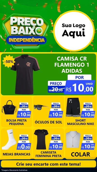 Modelo de Rede Social para Stories com o tema Preço Baixo de Independência para Roupas e acessórios