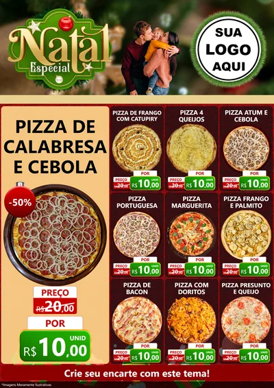 Modelo de Encarte para Encarte A4 Vertical com o tema Natal Especial para Pizzaria