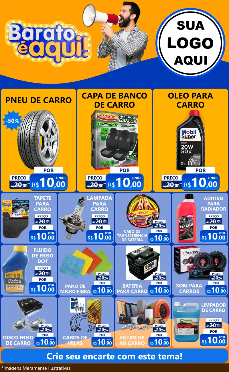 Modelo de Encarte para Encarte Grande com o tema Barato é aqui para Auto peças