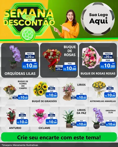 Modelo de Rede Social para Feed Instagram com o tema Semana de Descontão - Copa para Floricultura e jardim
