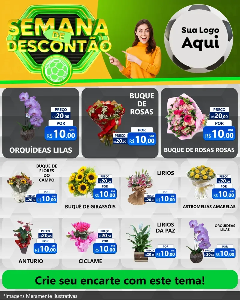 Modelo de Rede Social para Feed Instagram com o tema Semana de Descontão - Copa para Floricultura e jardim
