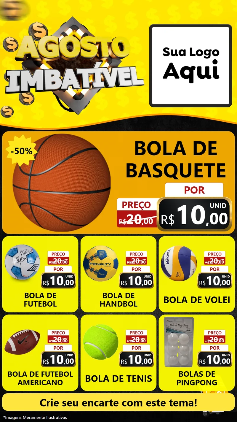 Modelo de Rede Social para Stories com o tema Agosto Imbatível para Artigos Esportivos