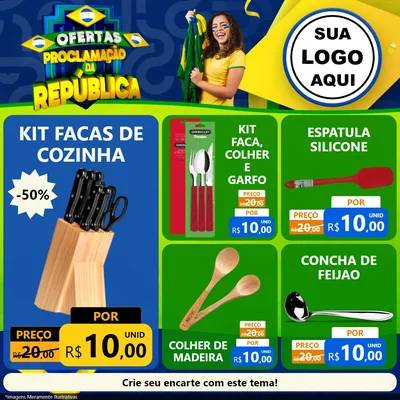 Modelo de Rede Social para Feed Facebook com o tema Ofertas Proclamação da República para Utilidades Domésticas