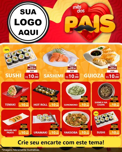 Modelo de Rede Social para Feed Instagram com o tema Mês Dos Pais para Comida japonesa