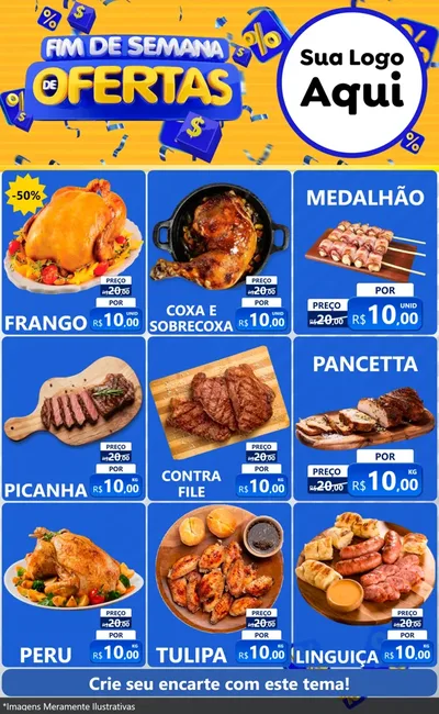 Modelo de Encarte para Encarte Grande com o tema Fim de Semana de Ofertas para Assados