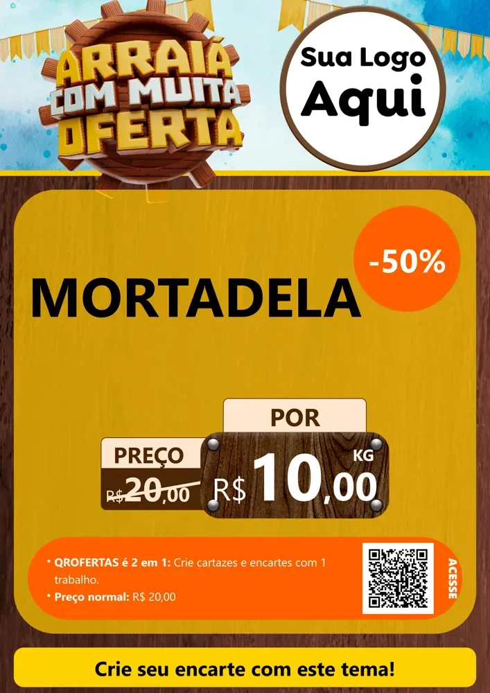 Modelo de Cartaz para Cartaz A4 Vertical com o tema Ofertas de São João - Junina para Frios e Laticínios