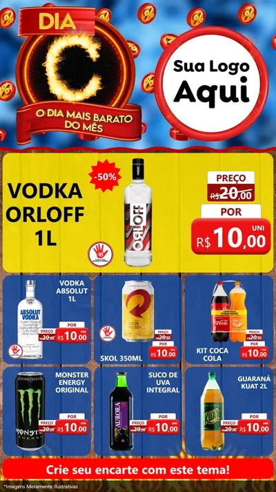 Modelo de Rede Social para Stories com o tema Dia C - O Dia Mais Barato Do Mês para Distribuidora de bebidas