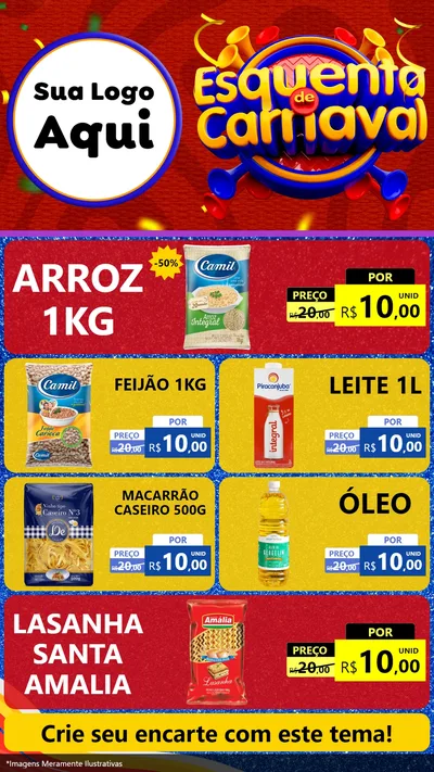 Modelo de TV para TV Vertical com o tema Esquenta de Carnaval para Supermercado