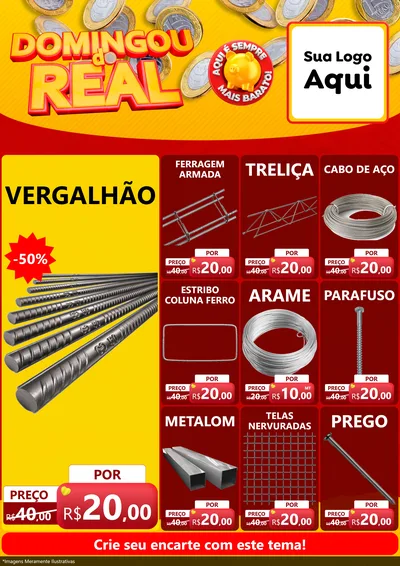 Modelo de Encarte para Encarte A4 Vertical com o tema Domingou do Real para Ferragens
