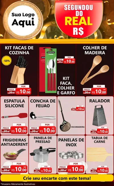 Modelo de Encarte para Encarte Grande com o tema Segundou do Real para Utilidades Domésticas