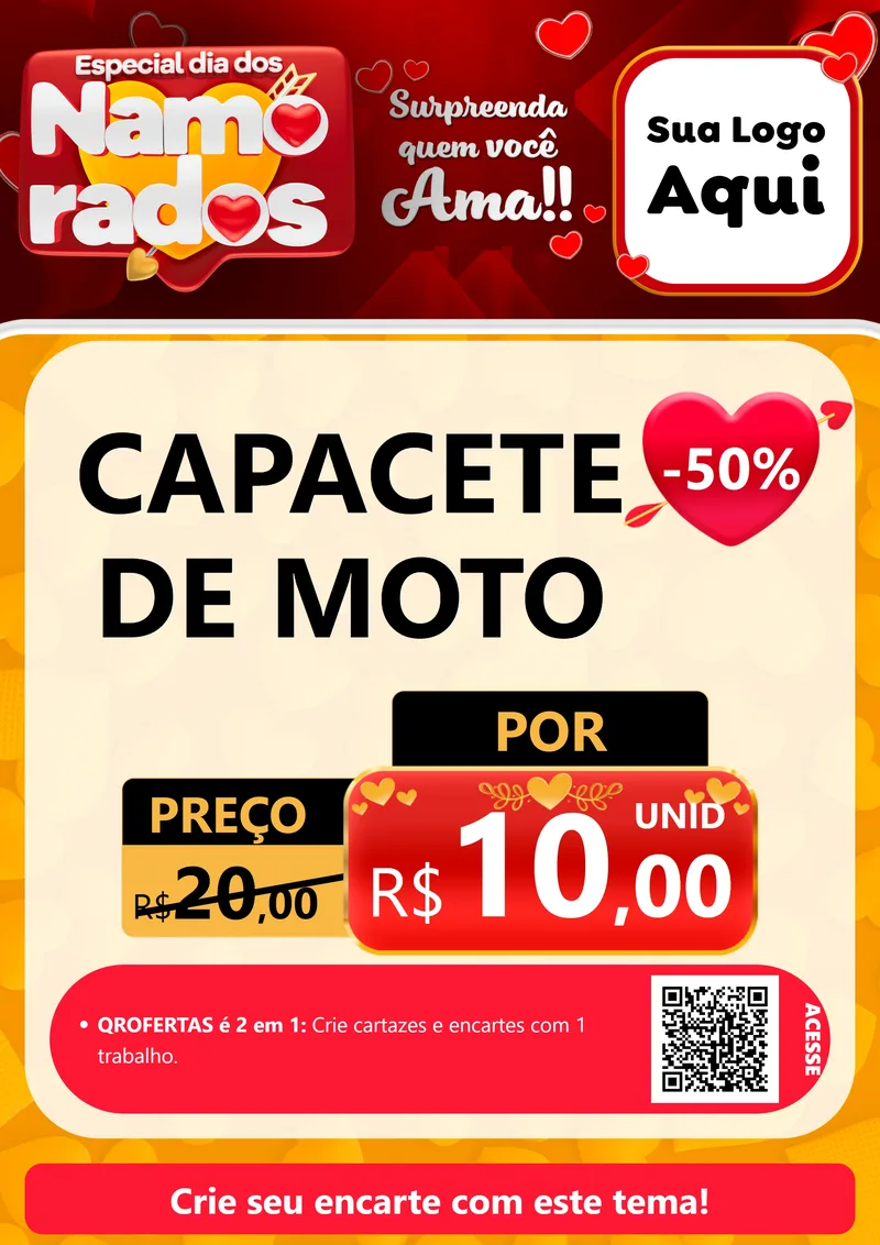 Modelo de Cartaz para Cartaz A4 Vertical com o tema Especial Dia dos Namorados para Moto peças