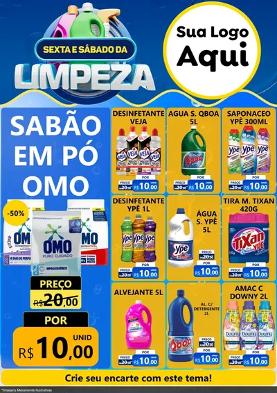 Modelo de Encarte para Encarte A4 Vertical com o tema Sexta e Sábado da Limpeza para Produtos de Limpeza