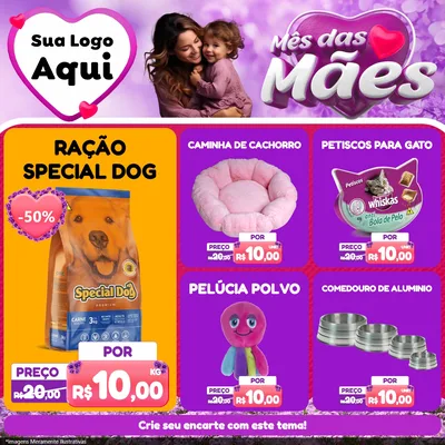 Modelo de Rede Social para Feed Facebook com o tema Mês das Mães para Pet Shop