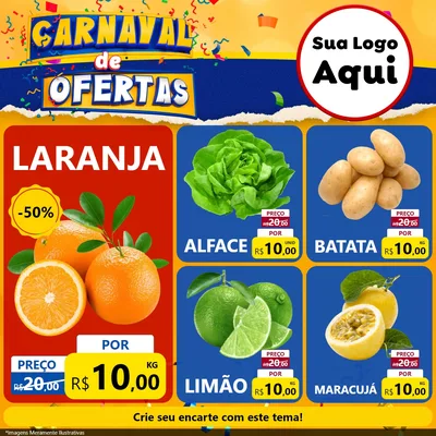 Modelo de Rede Social para Feed Facebook com o tema Carnaval de Ofertas para Hortifrúti