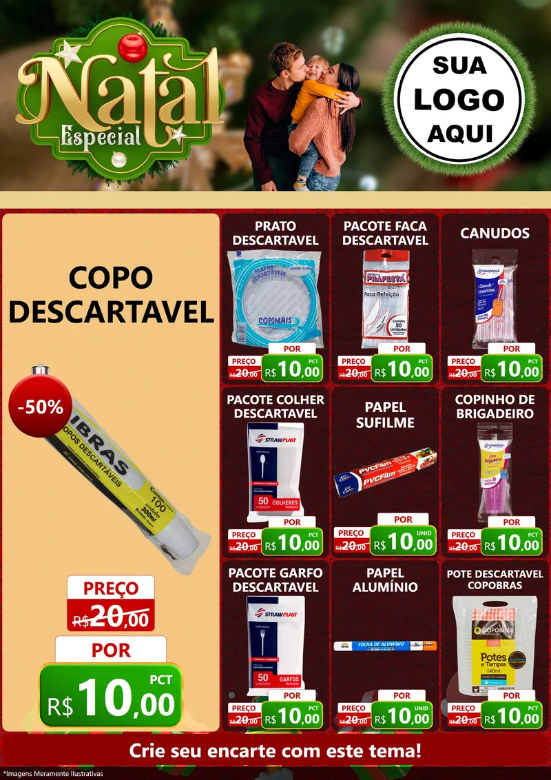 Modelo de Encarte para Encarte A4 Vertical com o tema Natal Especial para Embalagens