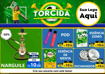 Modelo de Encarte para Encarte A4 Horizontal com o tema Torcida para Tabacaria