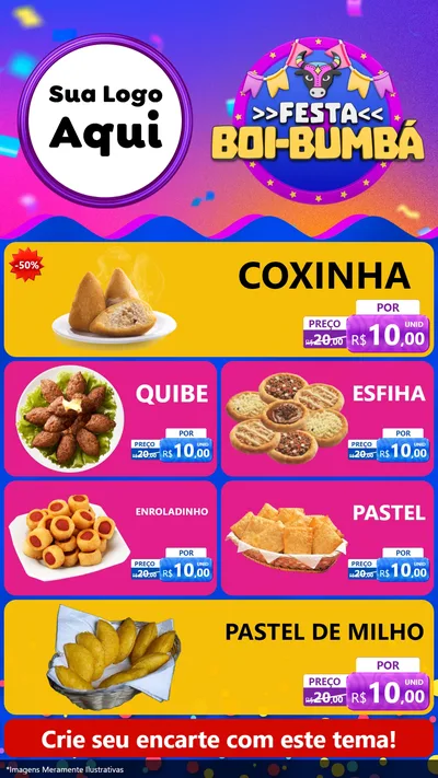 Modelo de TV para TV Vertical com o tema Festa Boi-Bumbá para Salgadaria
