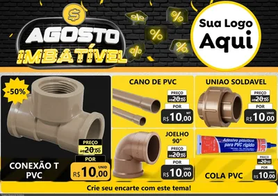 Modelo de Encarte para Encarte A4 Horizontal com o tema Agosto Imbatível para Tubos e conexões