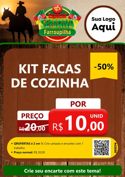 Modelo de Cartaz para Cartaz A4 Vertical com o tema Especial Semana Farroupilha para Utilidades Domésticas
