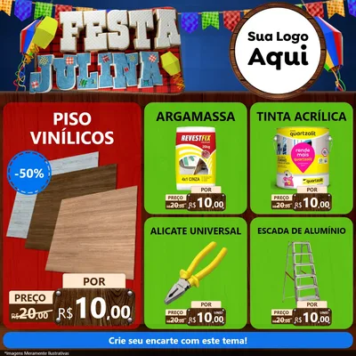 Modelo de Rede Social para Feed Facebook com o tema Festa Julina para Material para Construção