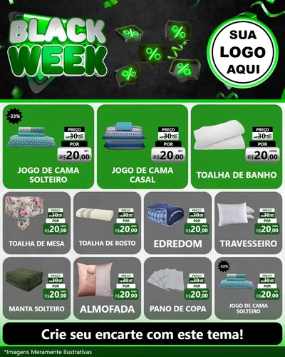 Modelo de Rede Social para Feed Instagram com o tema Black Week para Cama, Mesa e Banho