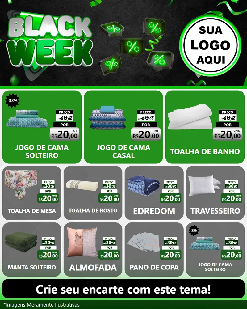 Modelo de Rede Social para Feed Instagram com o tema Black Week para Cama, Mesa e Banho