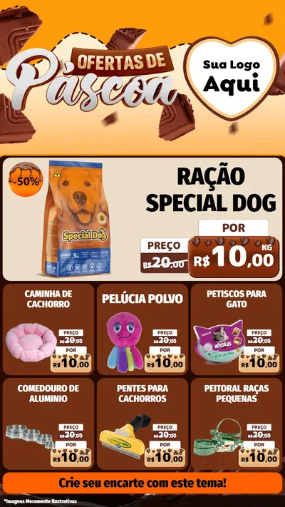 Modelo de Rede Social para Stories com o tema Ofertas de Páscoa para Pet Shop