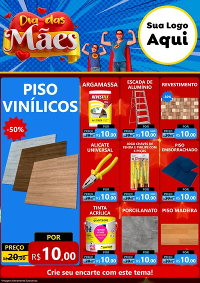 Modelo de Encarte para Encarte A4 Vertical com o tema Dia das Mães para Material para Construção