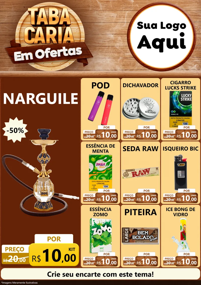 Modelo de Encarte para Encarte A4 Vertical com o tema Tabacaria em Ofertas para Tabacaria