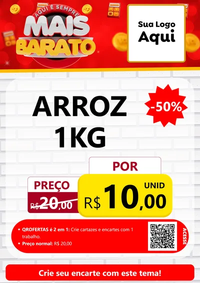 Modelo de Cartaz para Cartaz A4 Vertical com o tema Mais Barato para Supermercado