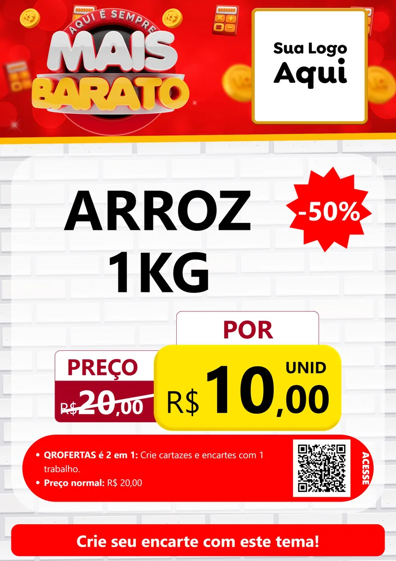 Modelo de Cartaz para Cartaz A4 Vertical com o tema Mais Barato para Supermercado