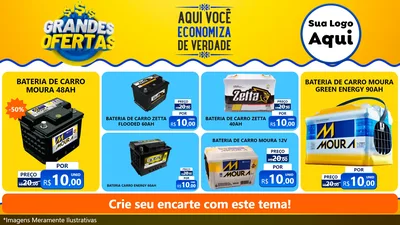 Modelo de TV para TV Horizontal com o tema Grandes Ofertas para Baterias Elétricas