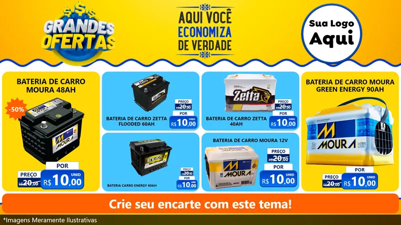 Modelo de TV para TV Horizontal com o tema Grandes Ofertas para Baterias Elétricas