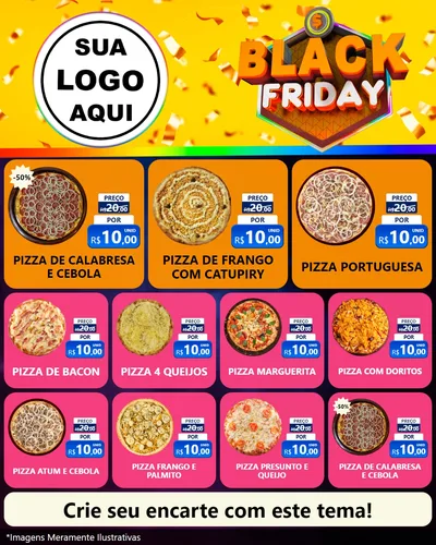 Modelo de Rede Social para Feed Instagram com o tema Black Friday para Pizzaria