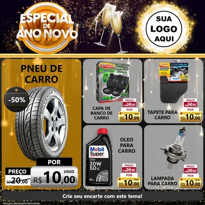 Modelo de Rede Social para Feed Facebook com o tema Especial de Ano Novo para Auto peças