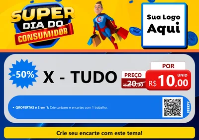 Modelo de Cartaz para Cartaz A4 Horizontal com o tema Super Dia do Consumidor para Hamburgueria