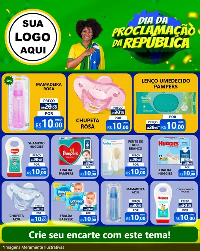 Modelo de Rede Social para Feed Instagram com o tema Dia Da Proclamação Da República para Bebês