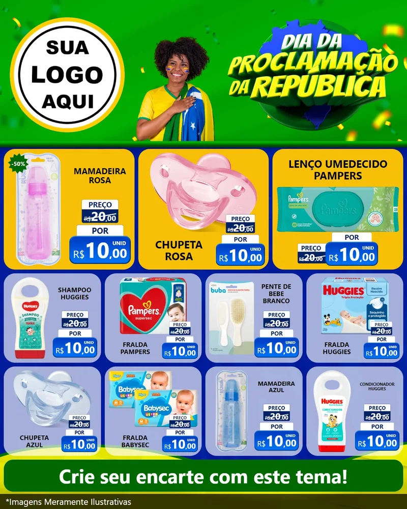 Modelo de Rede Social para Feed Instagram com o tema Dia Da Proclamação Da República para Bebês