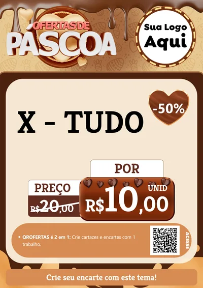Modelo de Cartaz para Cartaz A4 Vertical com o tema Ofertas de Páscoa para Hamburgueria